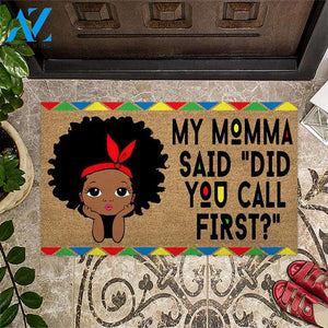 Did You Call First - African American Coir Pattern Print Doormat