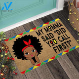 Did You Call First - African American Coir Pattern Print Doormat