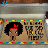Did You Call First - African American Coir Pattern Print Doormat