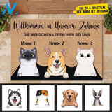 Die Menschen leben hier bei mir German - Funny Personalized Cat Doormat | WELCOME MAT | HOUSE WARMING GIFT