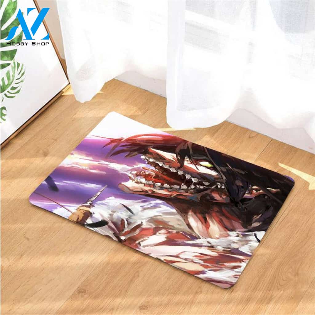 digital painting titan eren jaeger doormats