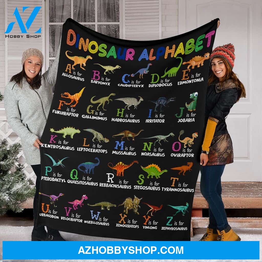Dinosaur Alphabet Blanket Black Fleece Blanket