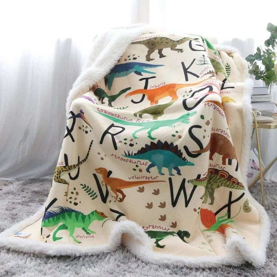 Dinosaur Blanket, ABC Dinosaur Blanket Super Soft Fluffy Sherpa Throw