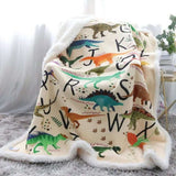 Dinosaur Blanket, ABC Dinosaur Blanket Super Soft Fluffy Sherpa Throw