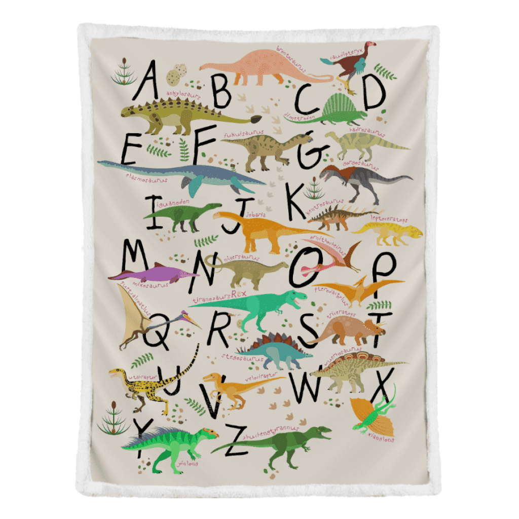 Dinosaur Blanket, ABC Dinosaur Blanket Super Soft Fluffy Sherpa Throw