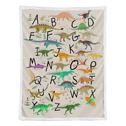 Dinosaur Blanket, ABC Dinosaur Blanket Super Soft Fluffy Sherpa Throw