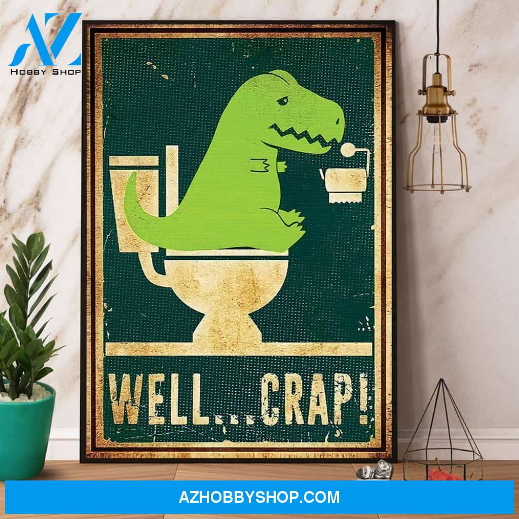 Dinosaur Toilet Well Crap Canvas And Poster, Wall Decor Visual Art