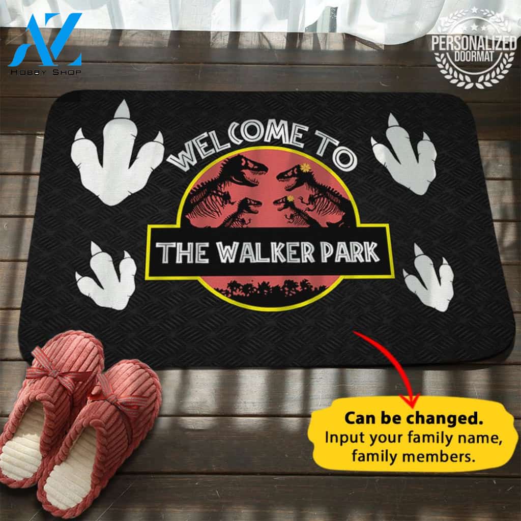 Dinosaurs Personalized House Name Doormat
