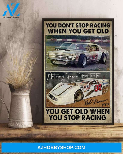 Dirt Track Racing You don't stop racing Canvas Wall Art, Wall Decor Visual Art