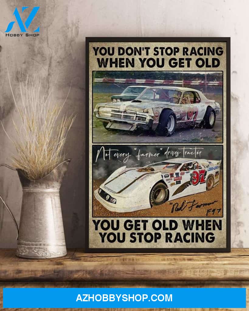 Dirt Track Racing You don't stop racing Canvas Wall Art, Wall Decor Visual Art
