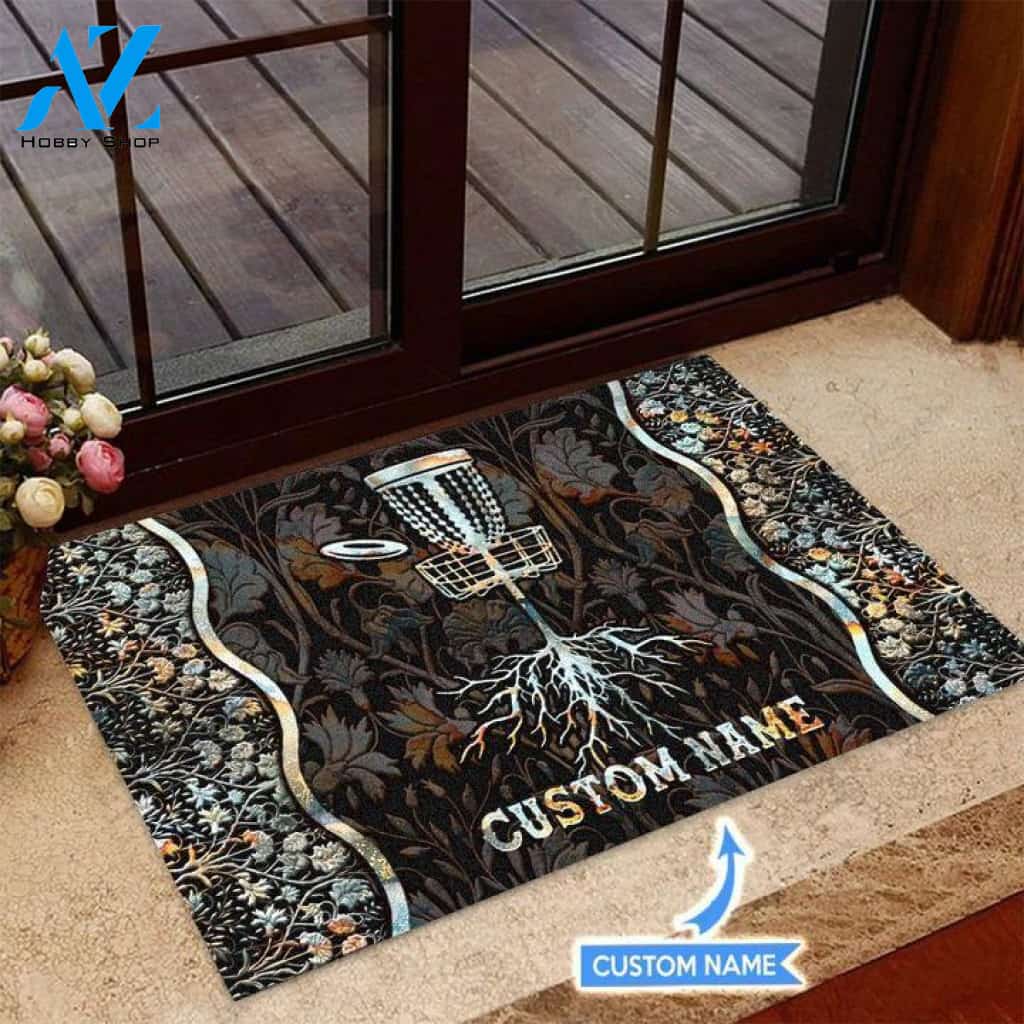 Disc golf Aesthetic Silver Flower Pattern Custom Doormat | Welcome Mat | House Warming Gift