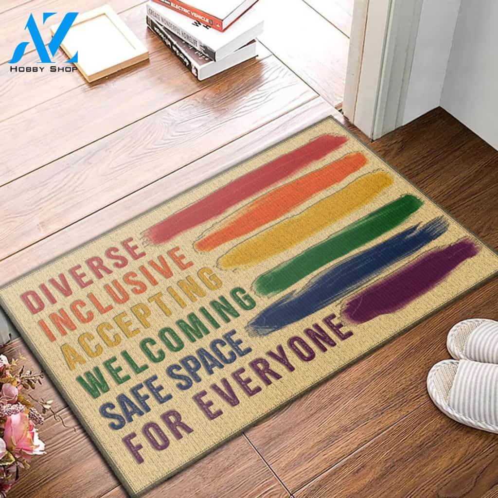 Diverse Inclusive Accepting Women Equality Doormat Indoor And Outdoor Mat Entrance Rug Sweet Home Decor Housewarming Gift Gift For Friend Family Stem Feminist