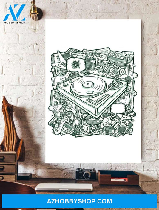 DJ Black White Vertical Wall Art Canvas Prints Unique Gifts