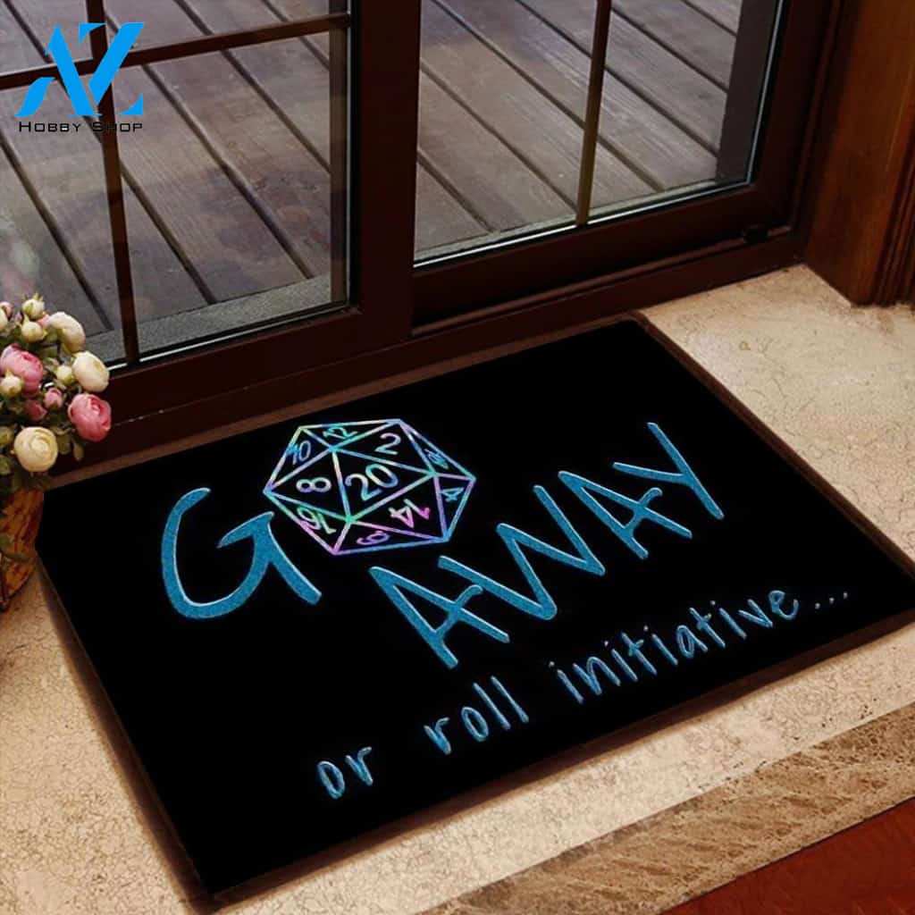 DnD Doormat Go Away Or Roll Initiative Welcome Mat House Warming Gift Home Decor Funny Doormat Gift Idea