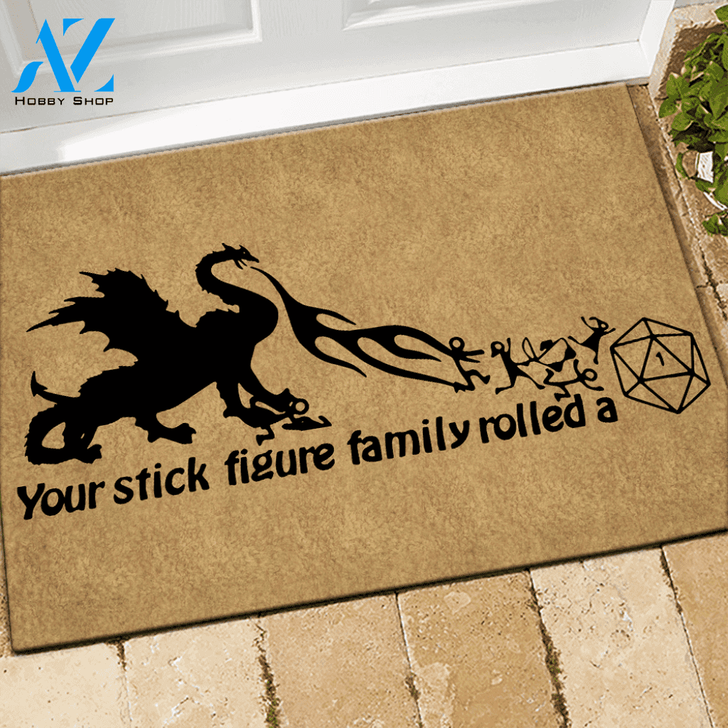 DnD Doormat Your Stick Figure Family Rolled A 1 | Welcome Mat | House Warming Gift