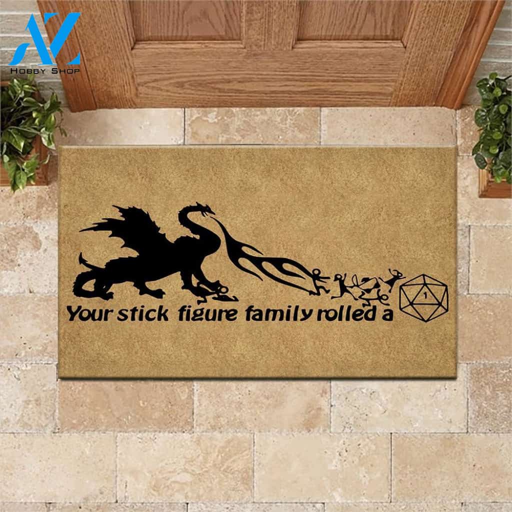 DnD Doormat Your Stick Figure Family Rolled A 1 Welcome Mat House Warming Gift Home Decor Funny Doormat Gift Idea