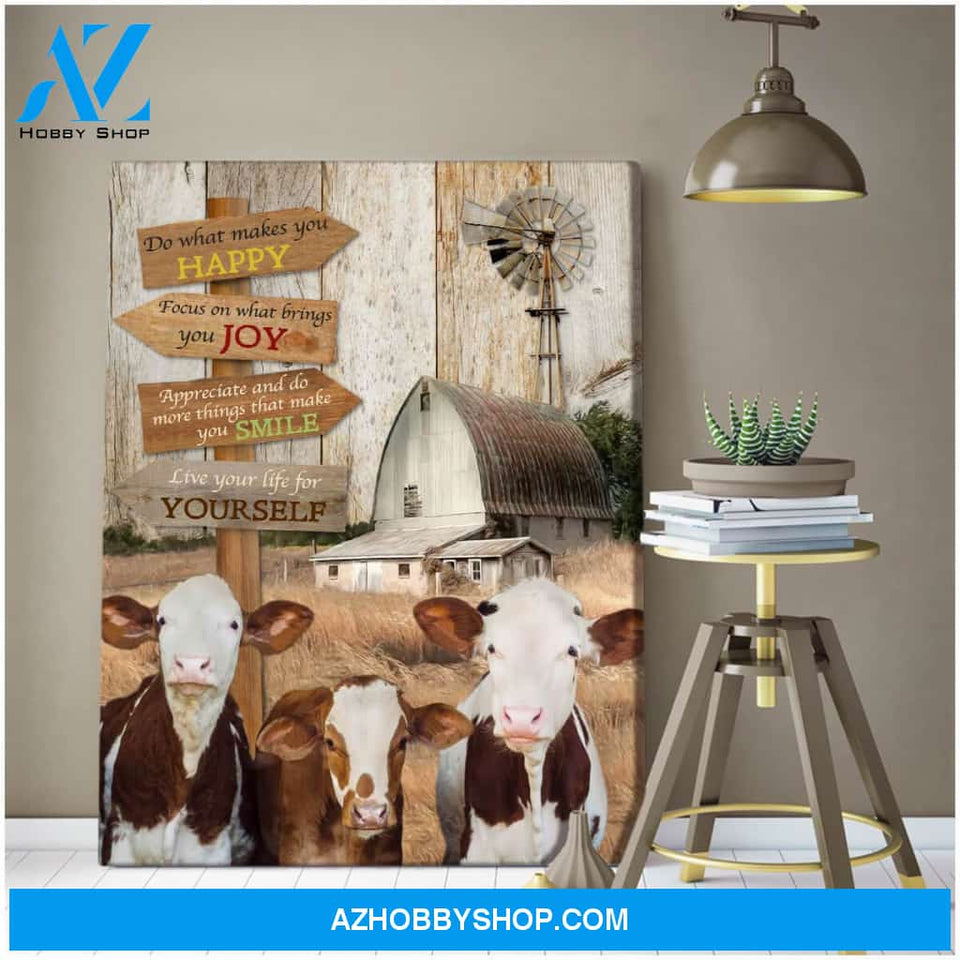 Do what makes you happy Cow Farm Canvas Wall Art Decor