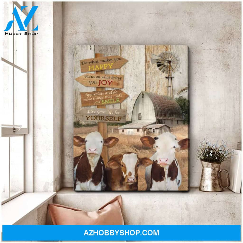 Do what makes you happy Cow Farm Canvas Wall Art Decor