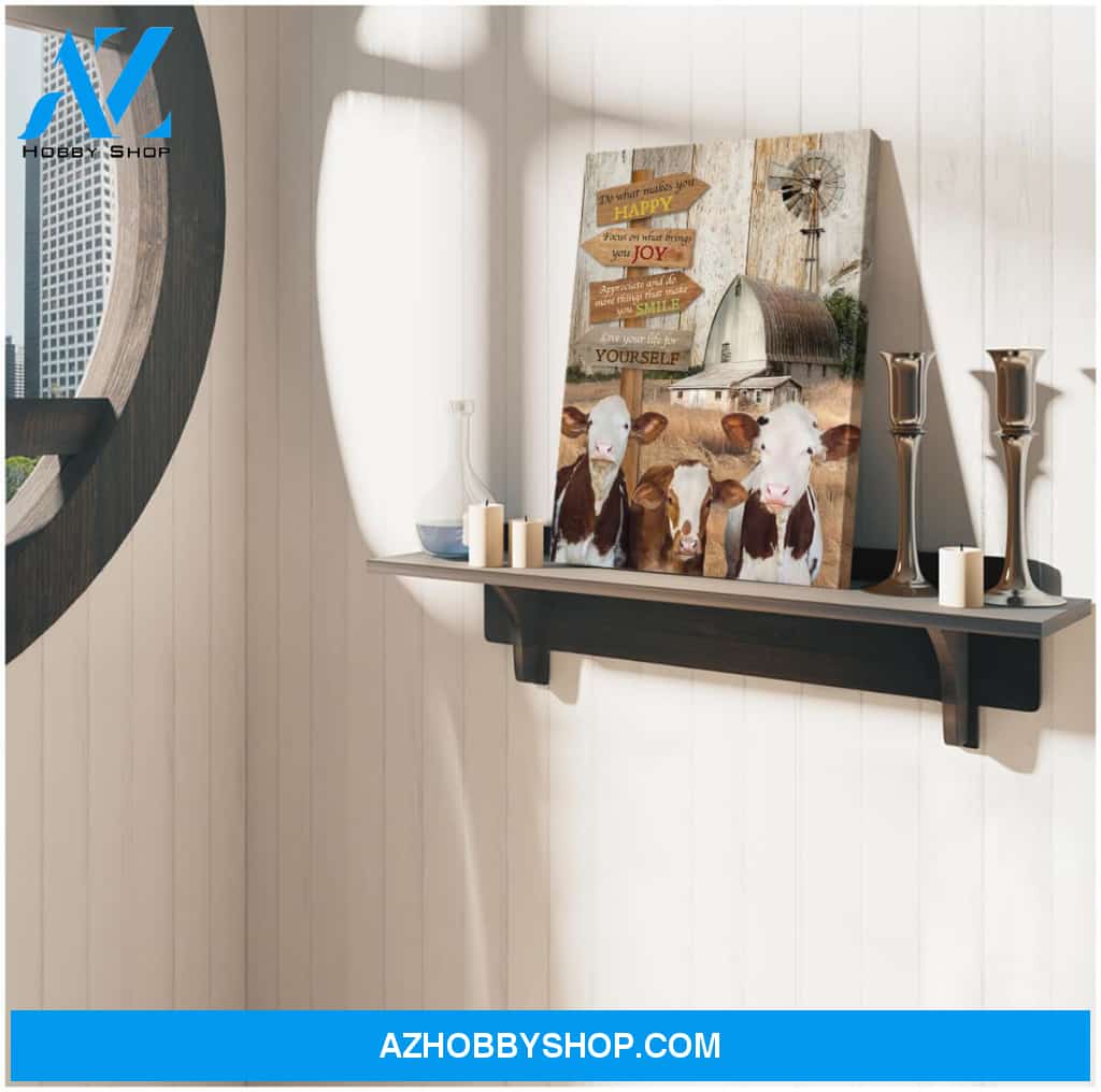 Do what makes you happy Cow Farm Canvas Wall Art Decor