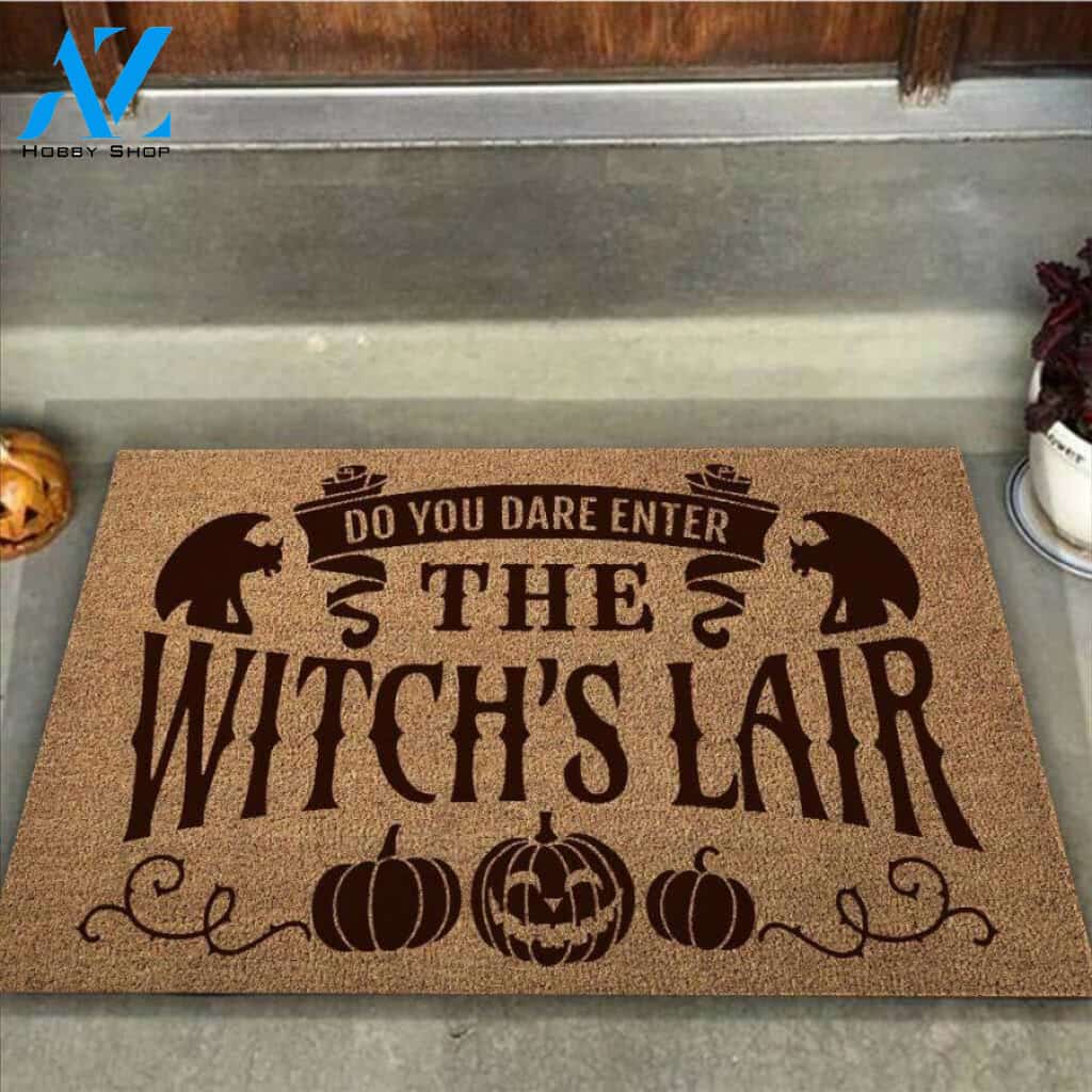 Do You Dare Enter The Witch’s Lair Easy Clean Welcome DoorMat | Felt And Rubber | 40x60 cm | 45x75 cm | 60x90 cm | Colorful | DO1043