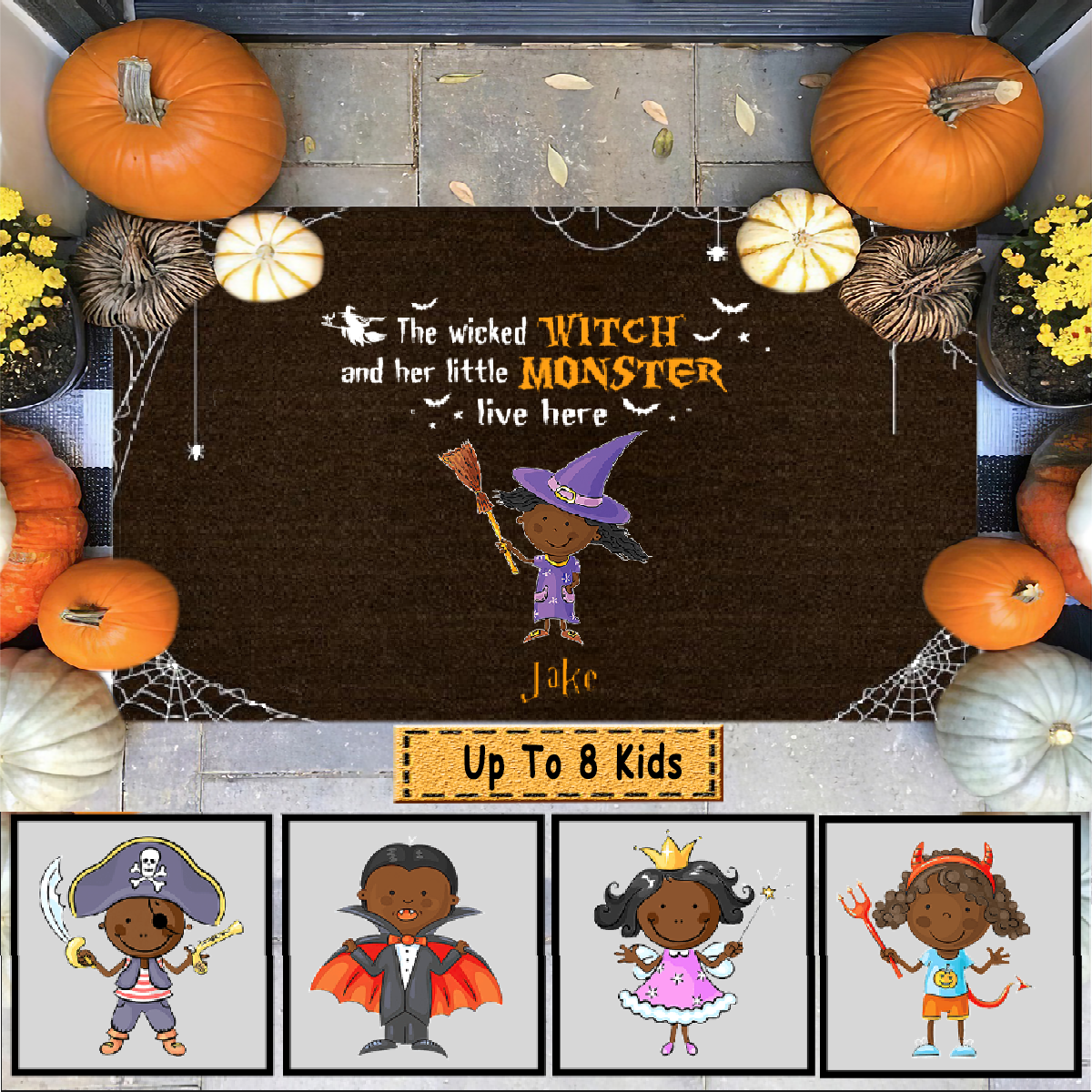 Halloween Wicked Witch And Monsters Outdoor Indoor Doormat DO0013