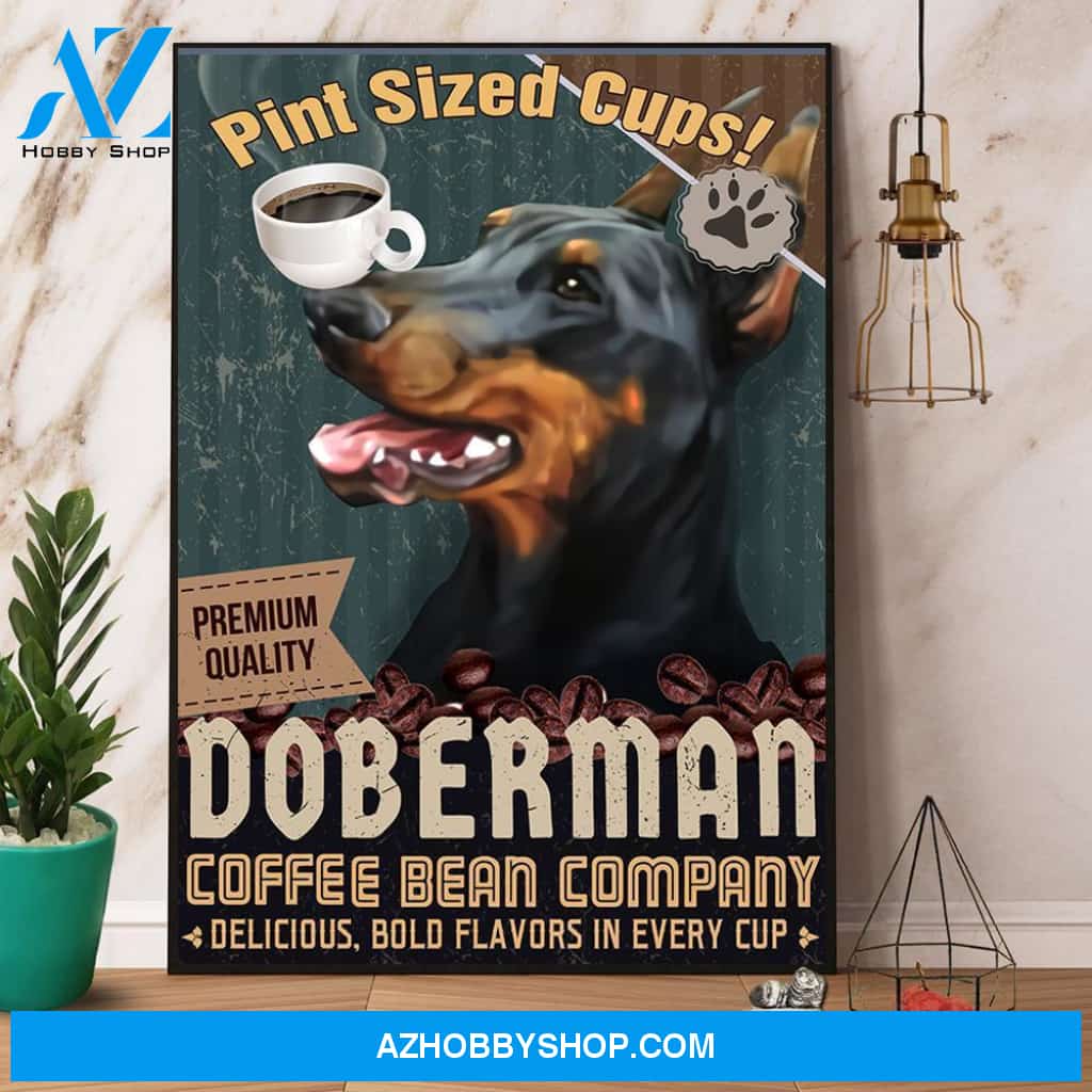 Doberman Coffee Bean Company Canvas And Poster, Wall Decor Visual Art
