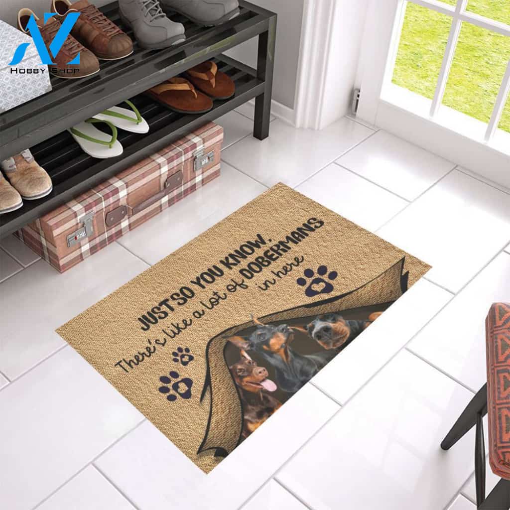 Doberman Dog Easy Clean Welcome DoorMat | Felt And Rubber | 40x60 cm | 45x75 cm | 60x90 cm | Colorful | DO1395
