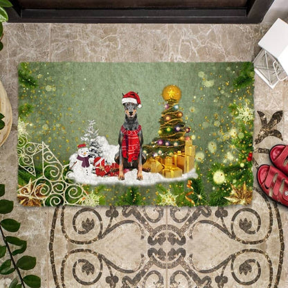 Doberman Merry Christmas Doormat