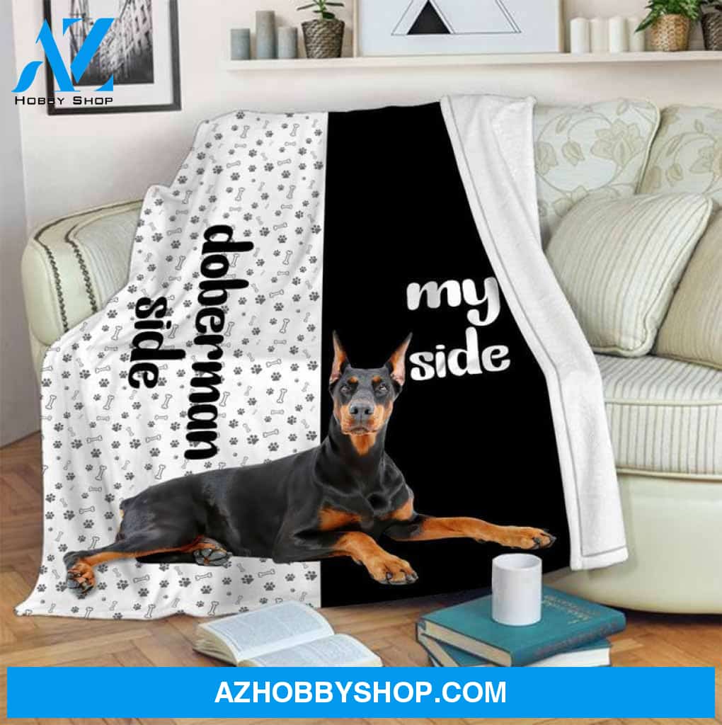 Doberman Side My Side Funny Blanket Gift For Dog Lovers Birthday Gift Home Decor Bedding Couch Sofa Soft and Comfy Cozy