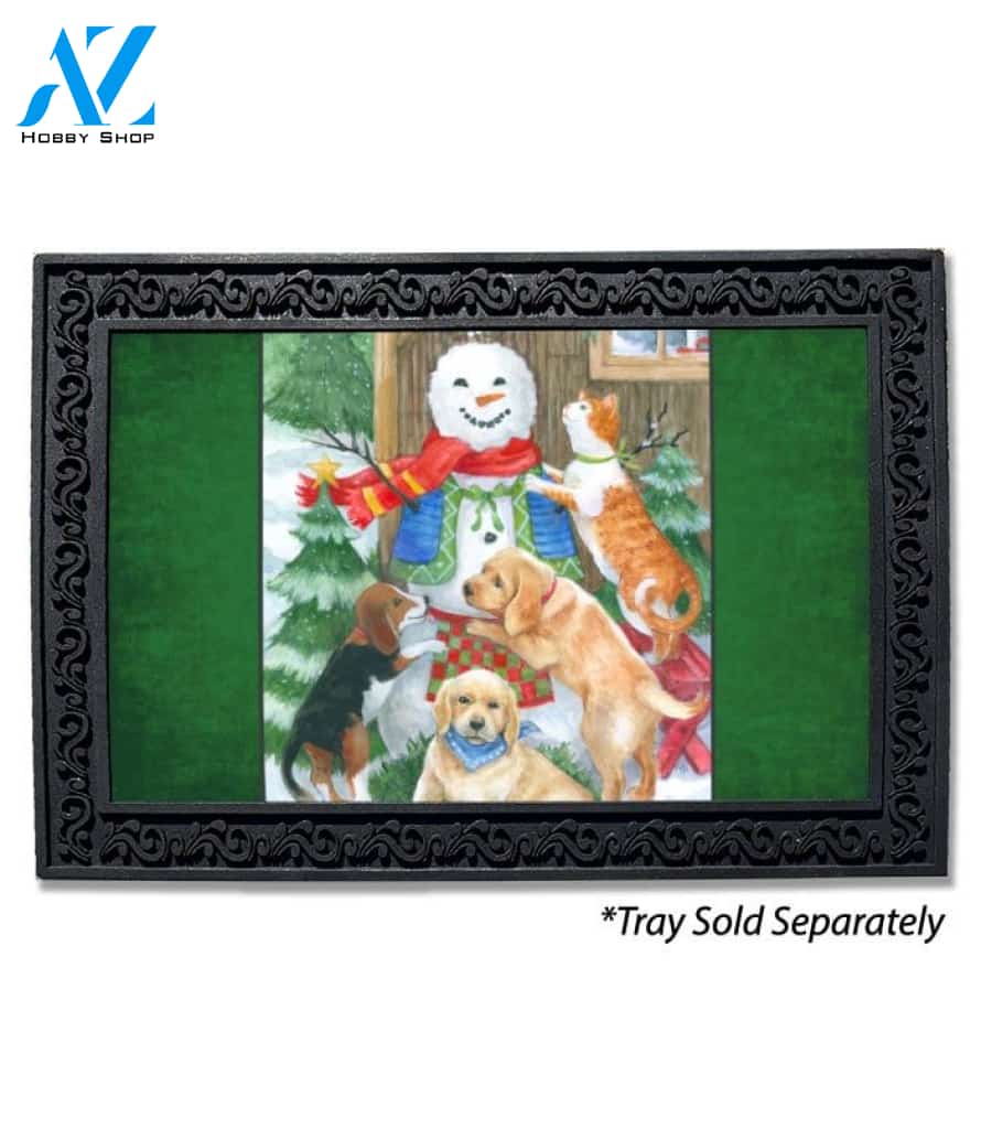 Dog and Cat Snowman Doormat - 18" x 30"