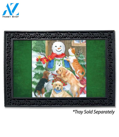 Dog and Cat Snowman Doormat - 18" x 30"