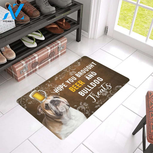 Dog - Beer And Bulldog Easy Clean Welcome DoorMat | Felt And Rubber | 40x60 cm | 45x75 cm | 60x90 cm | Colorful | DO1368