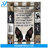 Dog Blanket, Advice From Boston Terrier, Fleece Blanket. Gift For People Family Home Decor Bedding Couch Sofa Soft and Comfy Cozy