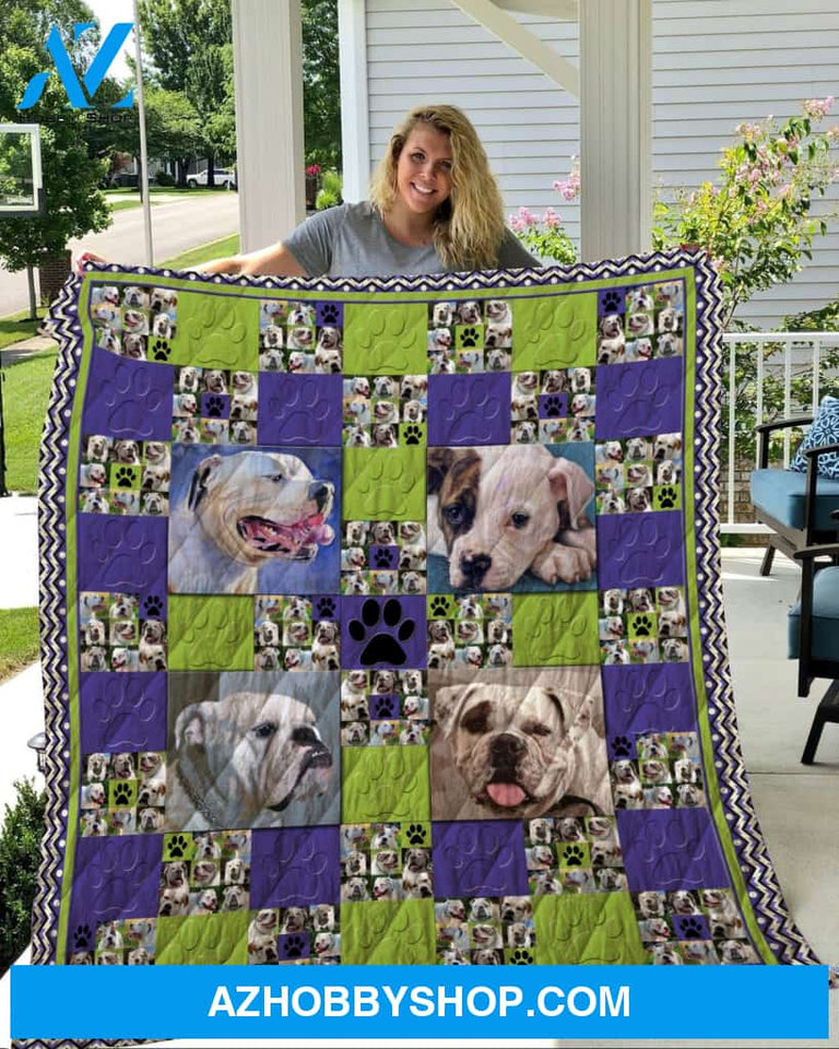 Dog Blanket - Gift Idea For Dog Lovers, Dog Dad Mom - American Bulldog Quilt Blanket