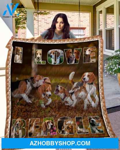 Dog Blanket - Gift Idea For Dog Lovers, Dog Dad Mom - Beagle Quilt Blanket