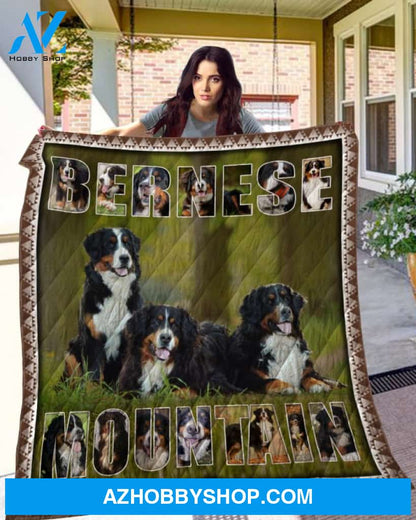 Dog Blanket - Gift Idea For Dog Lovers, Dog Dad Mom - Bernese Mountain Dog Quilt Blanket