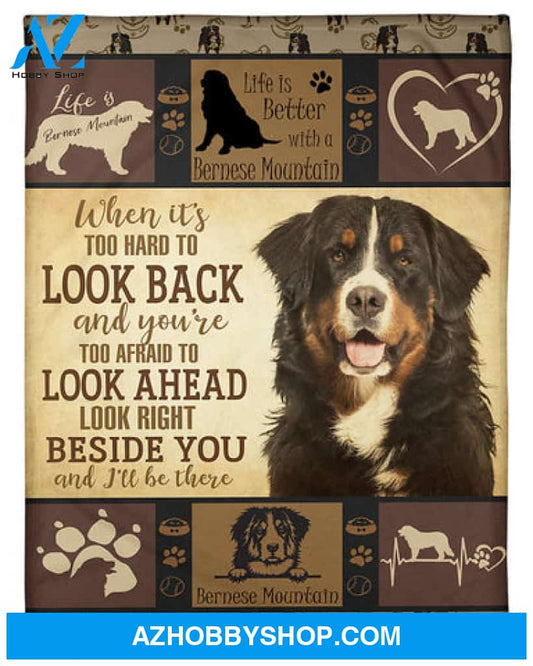 Dog Blanket, Bernese Mountain Dog Look Right Beside You