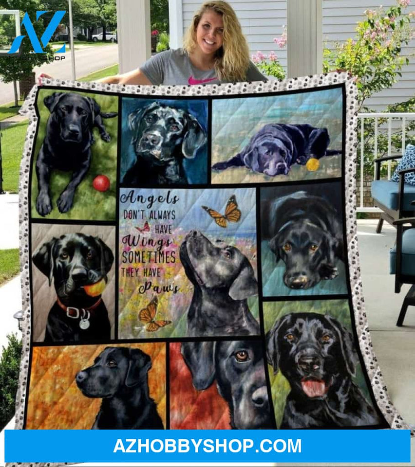 Dog Blanket - Gift Idea For Dog Lovers, Dog Dad Mom - Black Labrador Quilt Blanket