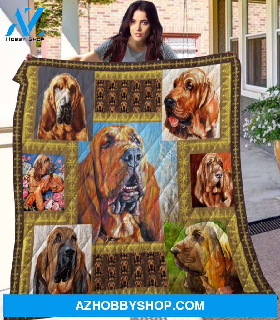 Dog Blanket - Gift Idea For Dog Lovers, Dog Dad Mom - Bloodhound Quilt Blanket