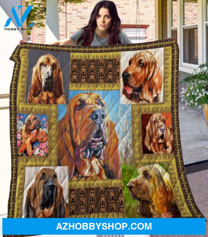 Dog Blanket - Gift Idea For Dog Lovers, Dog Dad Mom - Bloodhound Quilt Blanket