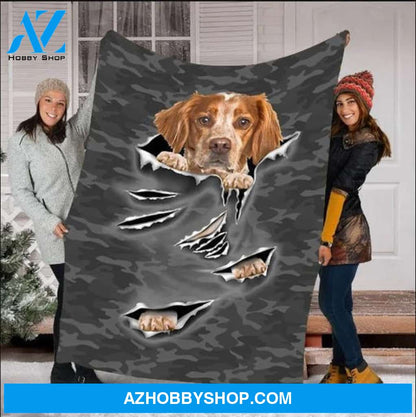 Dog Blanket, Brittany Dog Gift Fleece Blanket