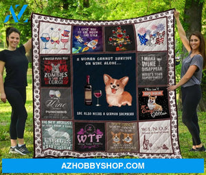 Dog Blanket - Gift Idea For Dog Lovers, Dog Dad Mom - Corgi Quilt Blanket