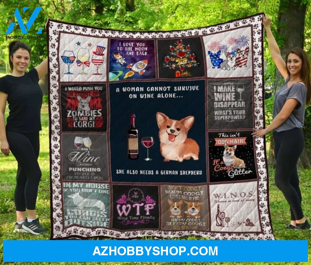 Dog Blanket - Gift Idea For Dog Lovers, Dog Dad Mom - Corgi Quilt Blanket