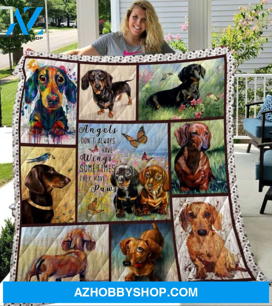 Dog Blanket - Gift Idea For Dog Lovers, Dog Dad Mom - Dachshund Quilt Blanket