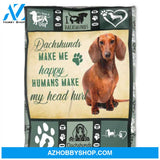 Dog Blanket, Dachshunds Make Me Happy. Gift For People Family Home Decor Bedding Couch Sofa Soft and Comfy Cozy