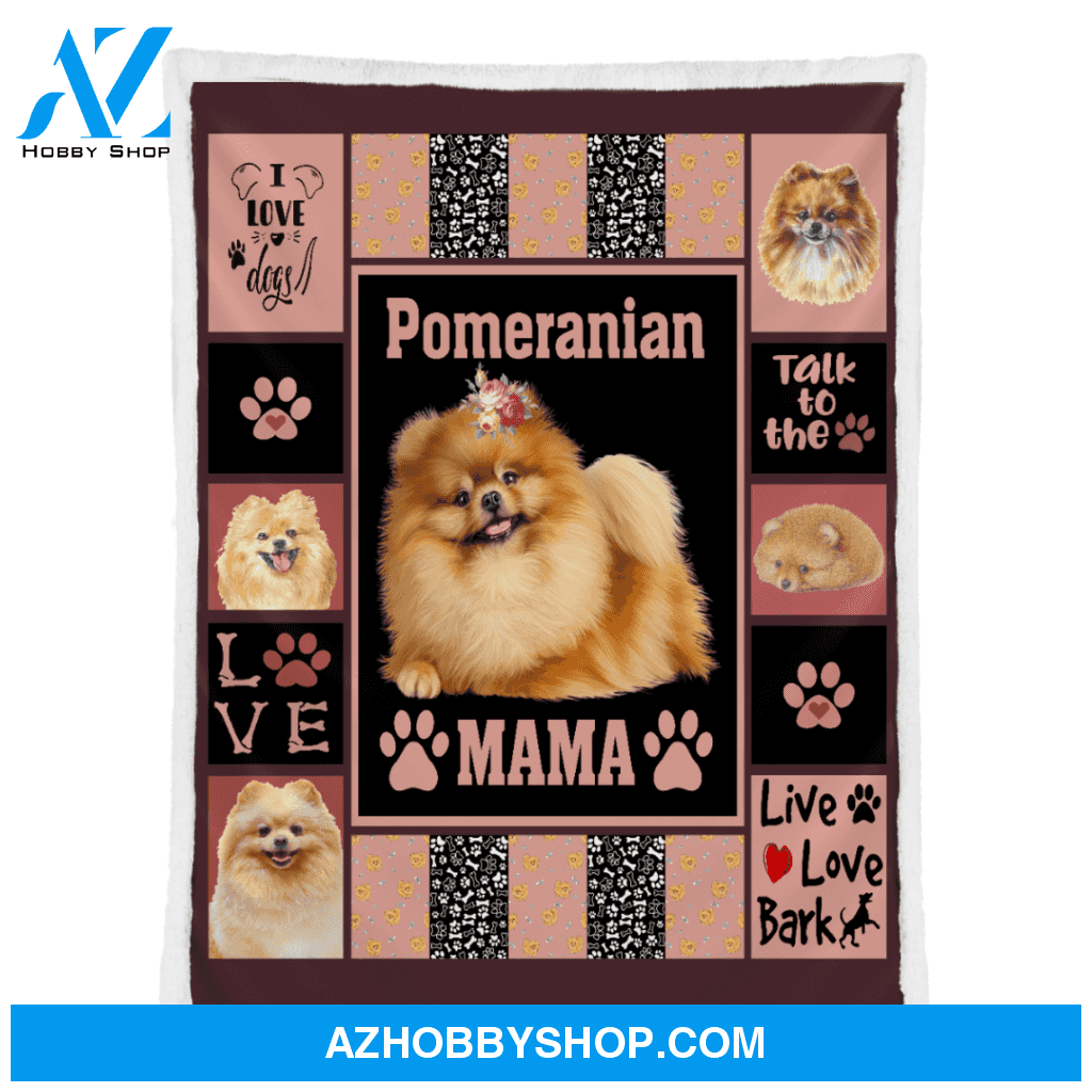Dog Blanket, Funny Pom Pomeranian Mama Dog Blanket Gift For Dog Mom