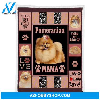 Dog Blanket, Funny Pom Pomeranian Mama Dog Blanket Gift For Dog Mom