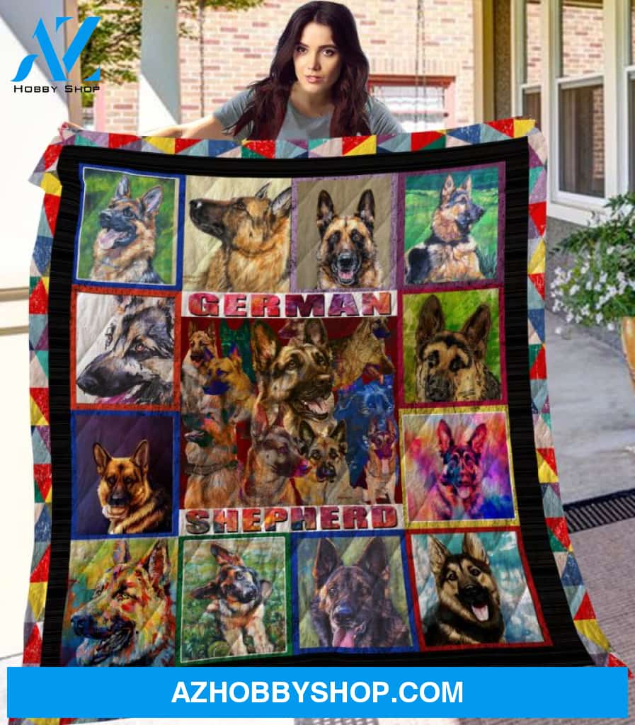 Dog Blanket - Gift Idea for Dog Lovers, Dog Dad Mom - German Shepherd Quilt Blanket V4