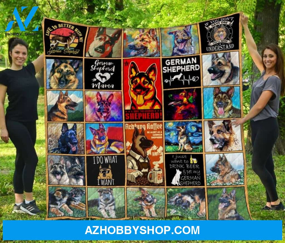 Dog Blanket - Gift Idea for Dog Lovers, Dog Dad Mom - German Shepherd Quilt Blanket V3