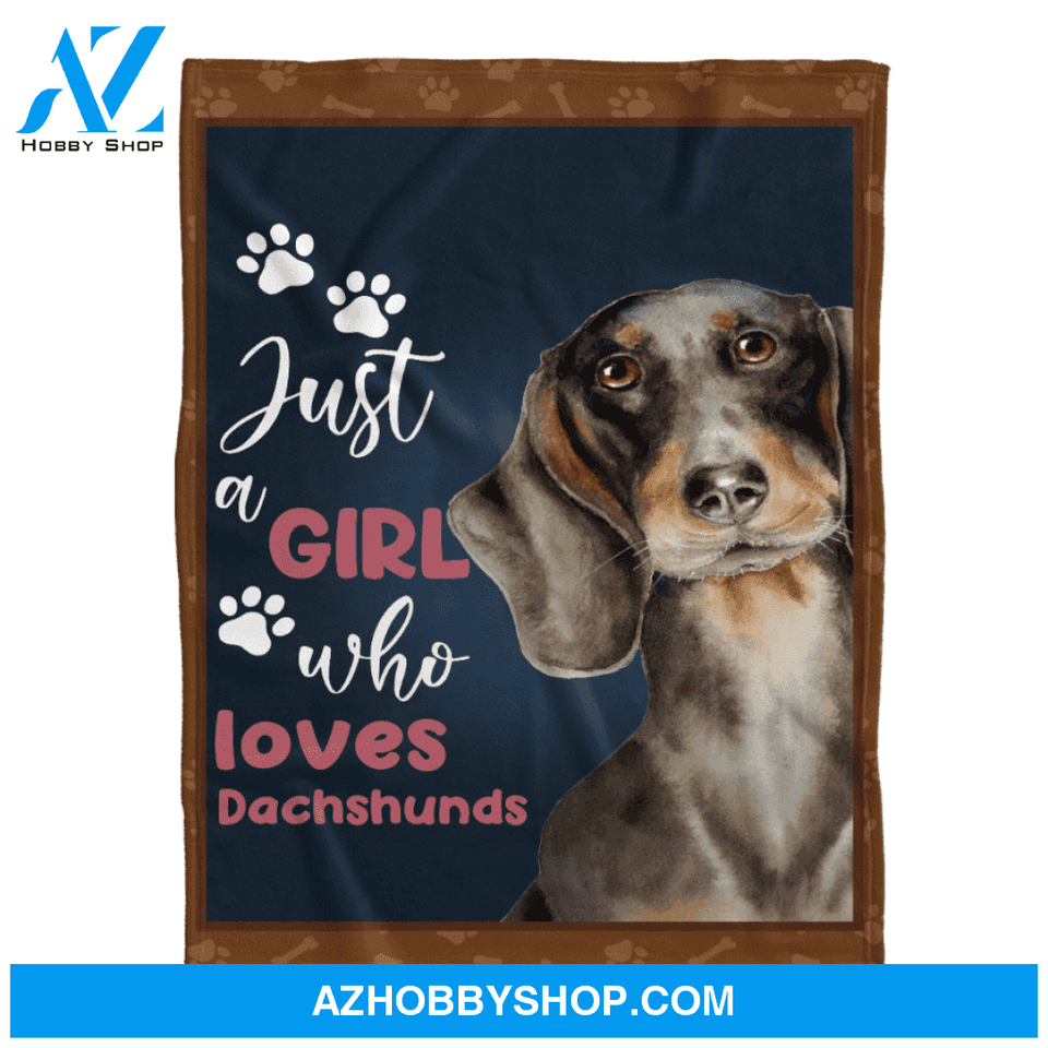 Dog Blanket, Just A Girl Who Loves Dachshunds Blanket Gift For Dog Lovers Birthday Gift Home Decor Bedding Couch Sofa Soft and Comfy Cozy